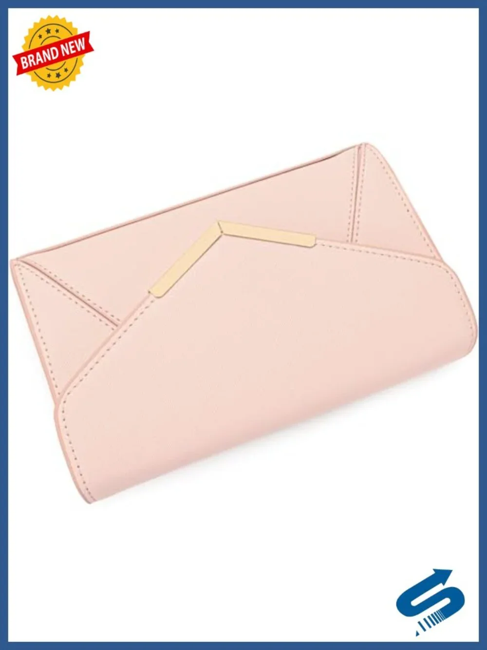 Faux Saffiano Leather Envelope Clutch Evening Bag with Chain Strap